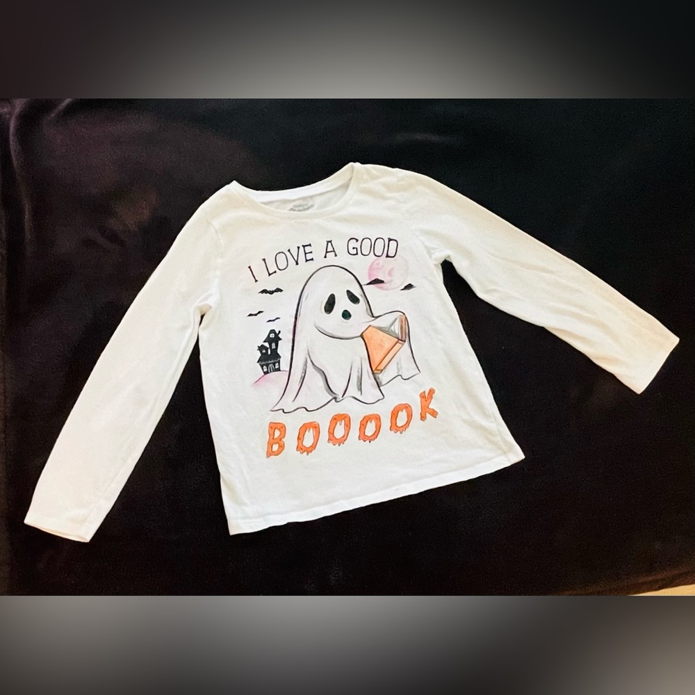 Oshkosh kids”s Long Sleeve Halloween 'BOOOOOK' Graphic T-Shirt - size 10